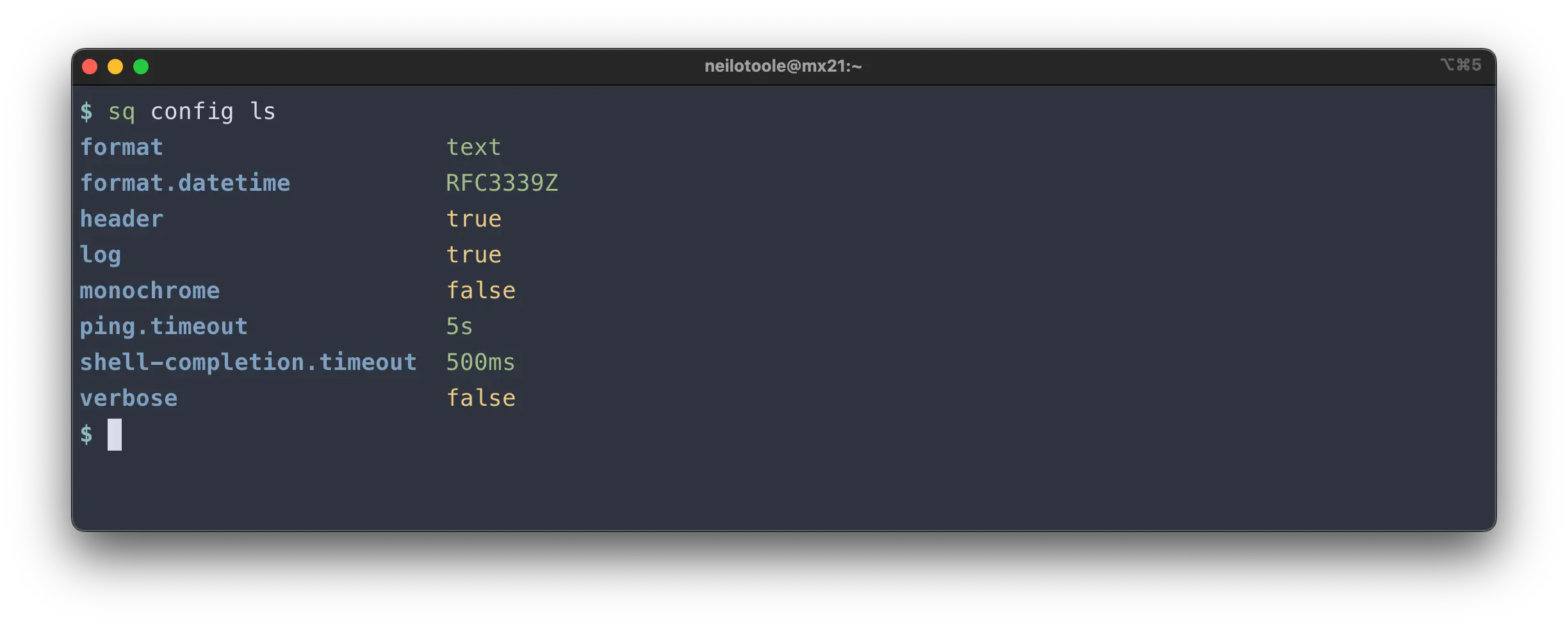sq config ls