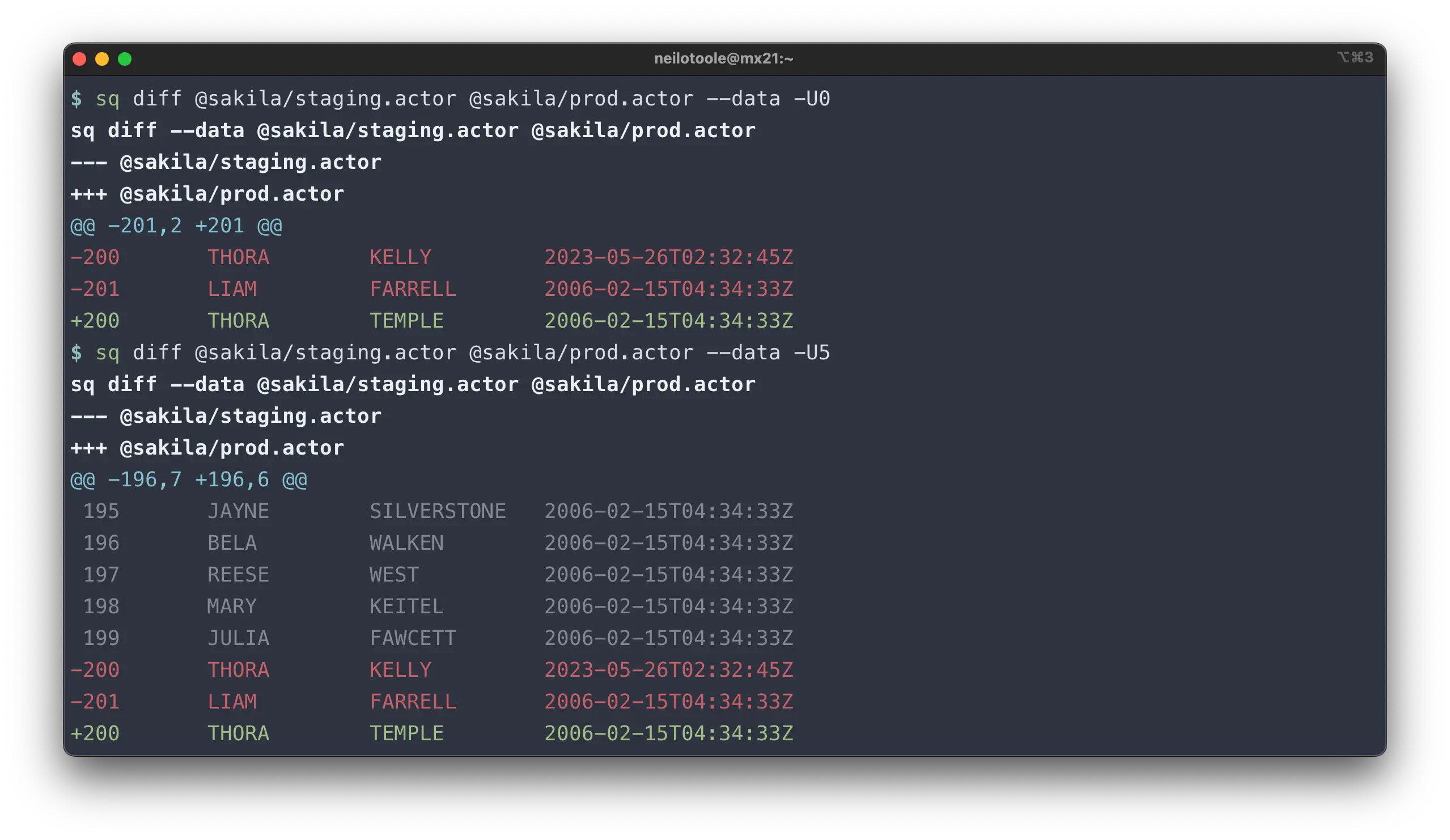 sq diff unified